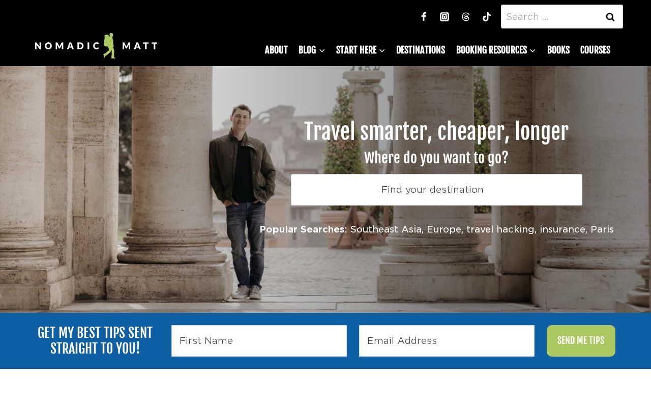Nomadic Matt&#039;s Travel Site Screenshot